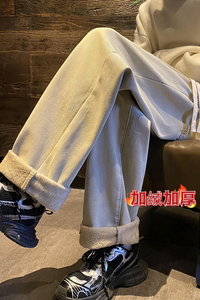 加绒NB1020P55特  控88  抖音一推就的加厚宽松直筒牛仔裤图片