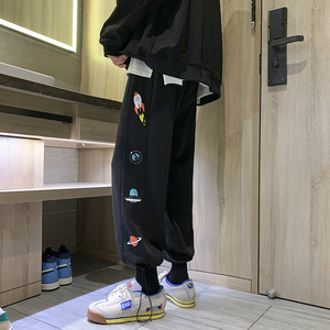 点击高！印花卫裤男女中性宽松直筒休闲裤运动裤九分NB651图片