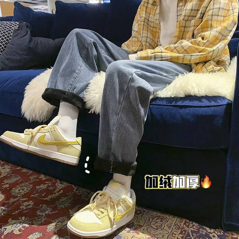 主推加绒加厚牛仔裤！男女中性宽松直筒裤NB693图片