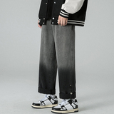 C303-NB815-P55-控68美潮扎染渐变牛仔裤男女中性宽松直筒卷边裤，男装牛仔裤，电商C303