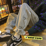 点击转化爱心刺绣加绒加厚运动卫裤！男女中性宽松直筒裤NB683，男装休闲裤，电商C303