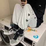 爆！加绒运动裤！爱心牛仔裤男女中性宽松加厚休闲裤NB667，男装休闲裤，电商C303