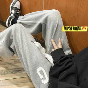 大G绣标加绒厚卫裤！男女中性宽松休闲运动裤束脚裤NB689图片