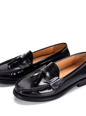 英伦皮鞋男鞋牛皮漆皮套脚男士浅口花朵商务休闲休闲鞋乐福鞋男款