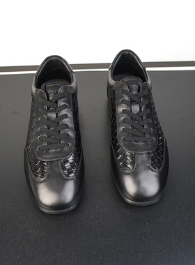 真皮牛皮编织纹皮鞋男秋季平底真皮透气轻便运动休闲鞋软面皮鞋男