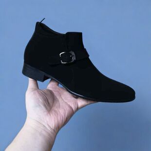 高帮男士真皮英伦切尔西靴百搭反绒翻毛厚底短靴皮靴男款尖头皮鞋