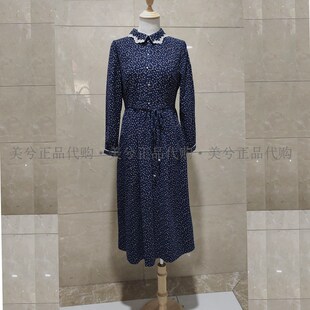 6812 连衣裙纯棉花色民族风印花收腰大摆长裙长袖 2021秋季 新款