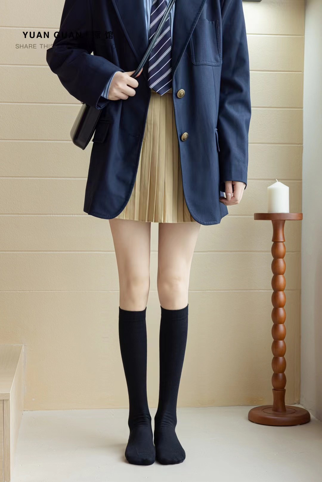 秋冬小腿袜女纯色简约百搭高筒袜长筒袜