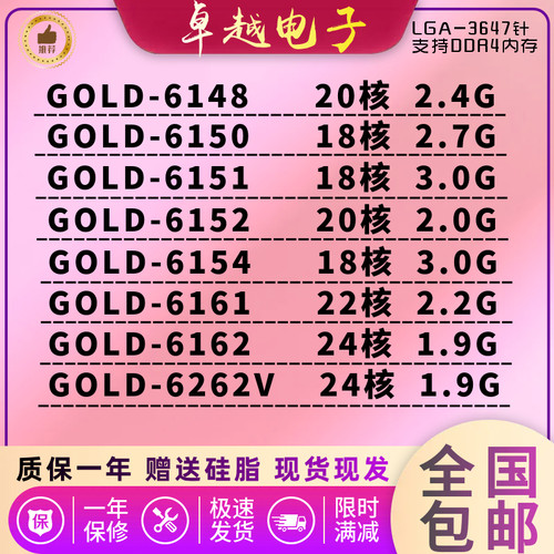 Intel至强金牌CPU3647针