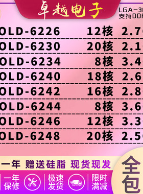 INTEL金牌CPU624862526254