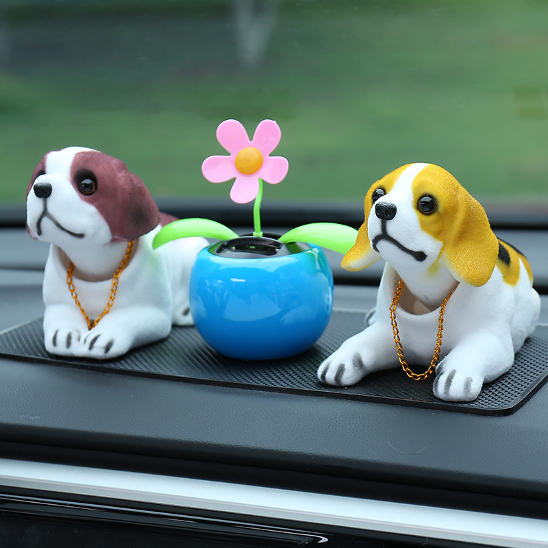 汽车车载摆件摇头狗狗太阳能苹果花2025新款小狗车内中控饰品情侣,汽车用品/电子/清洗/改装,摆件,淘宝优惠券,粉丝福利购,淘宝优惠卷