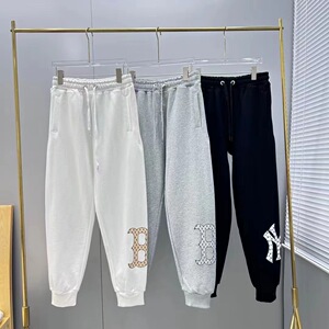卫裤女24春季新款M家实心镂空休闲长裤满印大标情侣款束脚裤运动