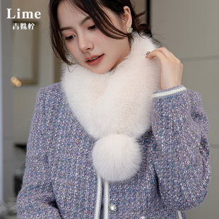 毛领围脖狐狸毛围巾女冬季仿皮草大毛球磁吸扣兔毛韩版百搭感