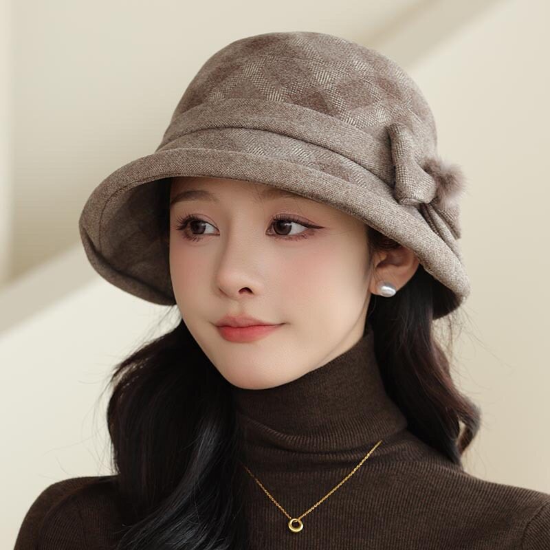 秋冬季中老年人优雅渔夫帽子女士盆帽中年妈妈五十多岁洋气帽子