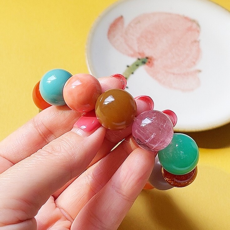 锦簇 天然和田玉籽料南红碧玺多种材质多宝手串手链 大颗粒收藏款