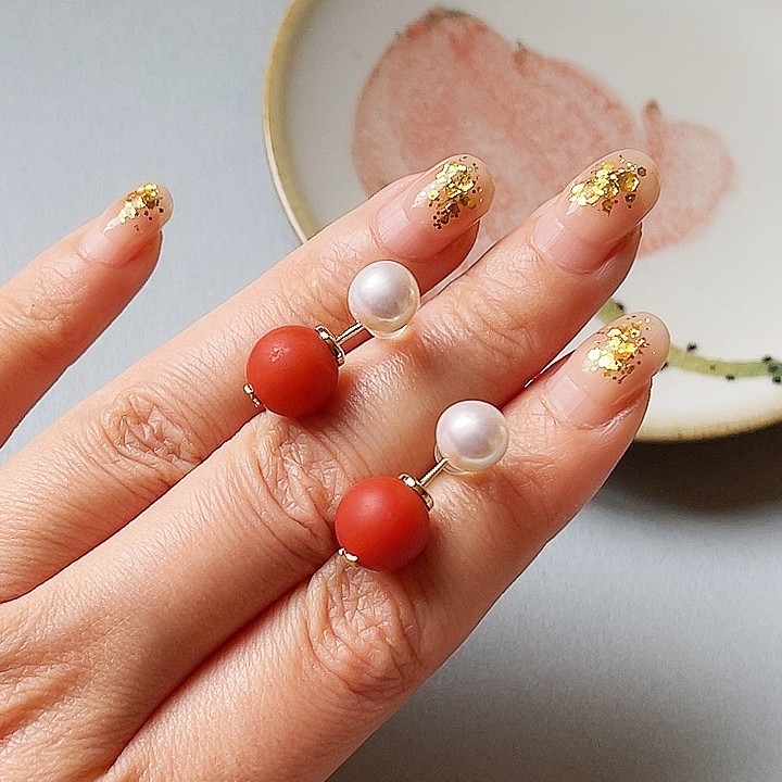 香惠 天然保山南红玛瑙配珍珠18K金镶嵌耳环耳钉 多用途大方,珠宝/钻石/翡翠,耳饰,淘宝优惠券,粉丝福利购,淘宝优惠卷