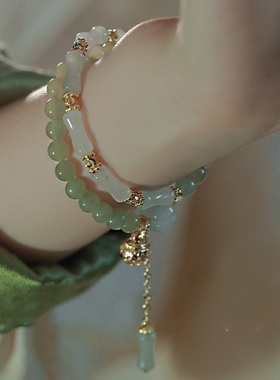 云水谣新中式竹节和田玉手串复古高级感南瓜串珠手链纯手工礼物