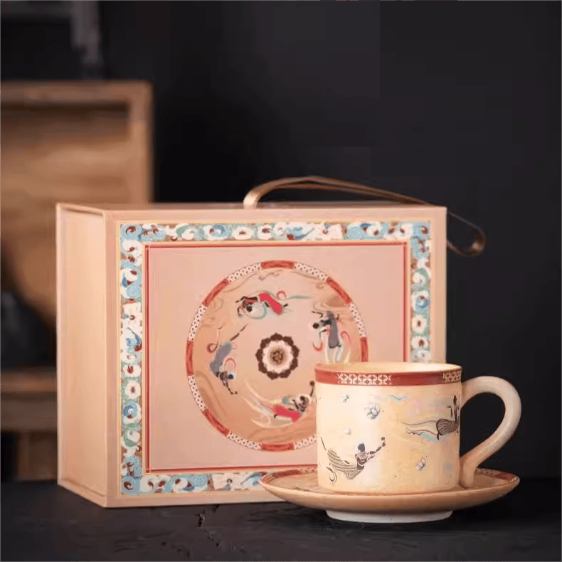 敦煌文创飞花映沙咖啡杯茶杯陶瓷创意高颜值送男生长辈生日礼物