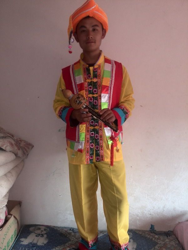 少数民族舞蹈成人男装/葫芦丝巴乌演出服饰/彝族傣族舞台阿诗服装