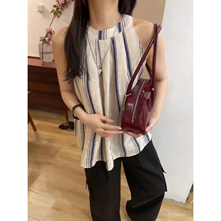 现货and you edition韩国东大门2025新款洋气条纹无袖背心衬衫