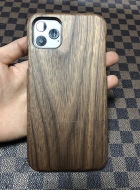 全实木质手机壳适用苹果11/iphone 11pro纯竹木镭雕全包保护套