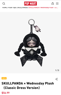SP限定SKULLPANDA x Wednesday星期三毛绒公仔 经典连衣裙版