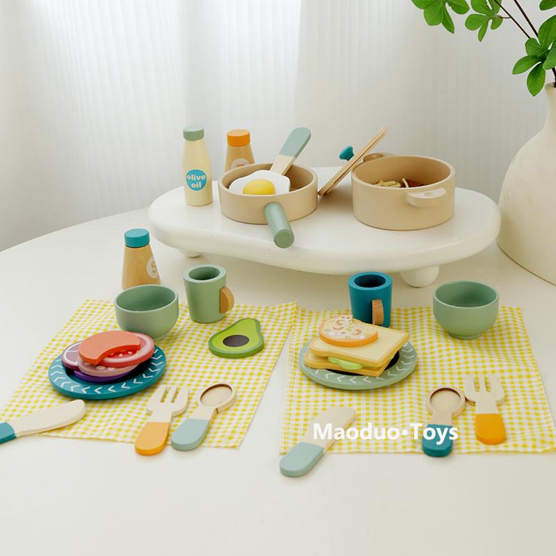 儿童过家家模拟烹饪下午茶点心煮饭野餐套装男女孩生日礼物木制KB