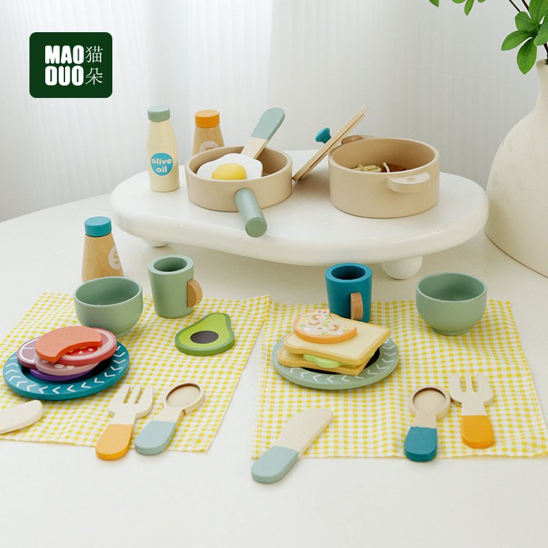 儿童过家家模拟烹饪下午茶点心煮饭野餐套装男女孩生日礼物木制KB