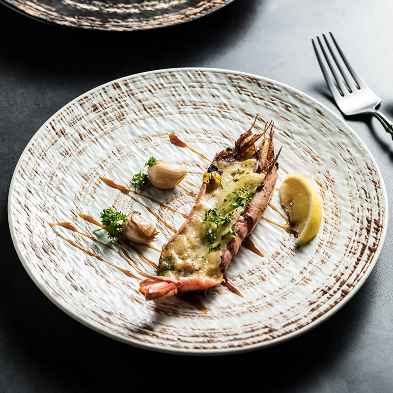 创意时尚商用圆形盘子大号陶瓷骨碟盘餐具套装饭盘菜盘西餐平盘