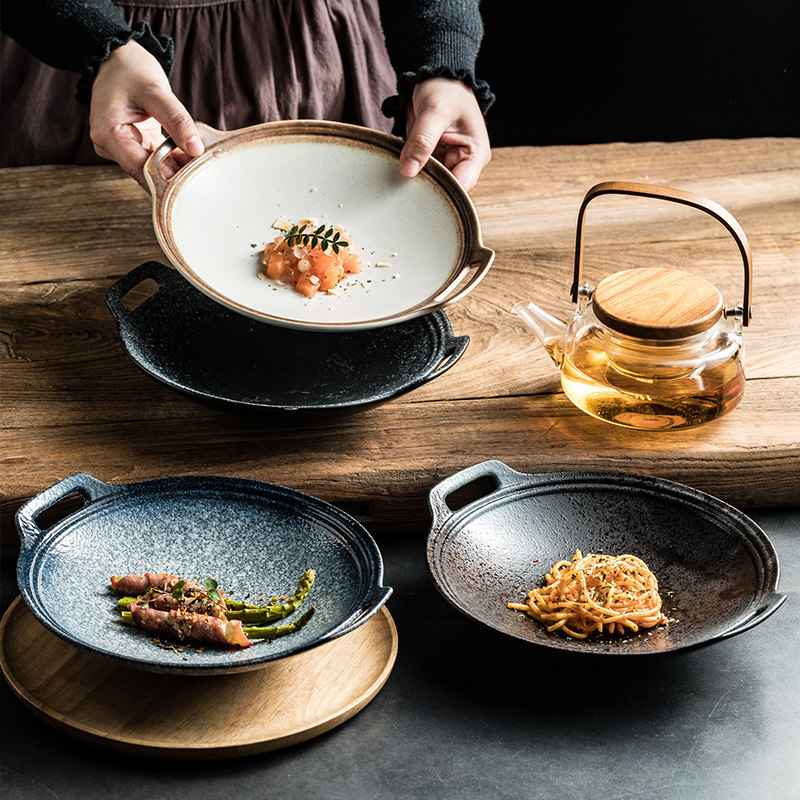 日式双耳锅陶瓷盘  大码高档回锅肉包菜肥肉菜盘子 干锅肥牛肉盘,餐饮具,盘,淘宝优惠券,粉丝福利购,淘宝优惠卷