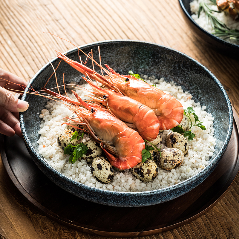 日式釉下彩陶瓷碗盘餐具家用浅碗菜碗饭碗芝士沙拉盘水果碗西餐碗