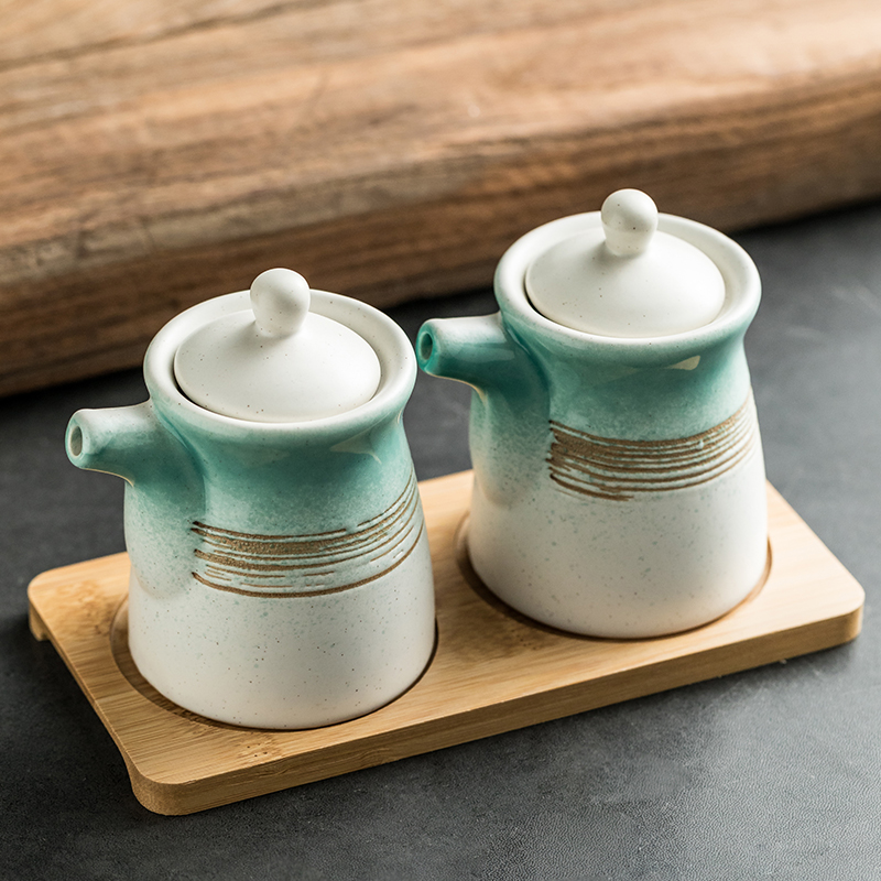 釉下彩酱油壶日式调料瓶调味罐油壶创意陶瓷餐具辣椒油壶陈醋瓶子