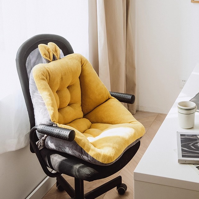 坐垫办公室一体椅子靠背毛绒