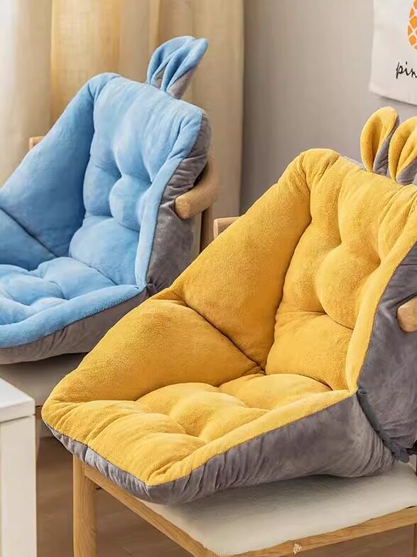 坐垫办公室久坐靠垫一体椅子座椅垫护腰靠背毛绒电脑椅屁股垫冬季