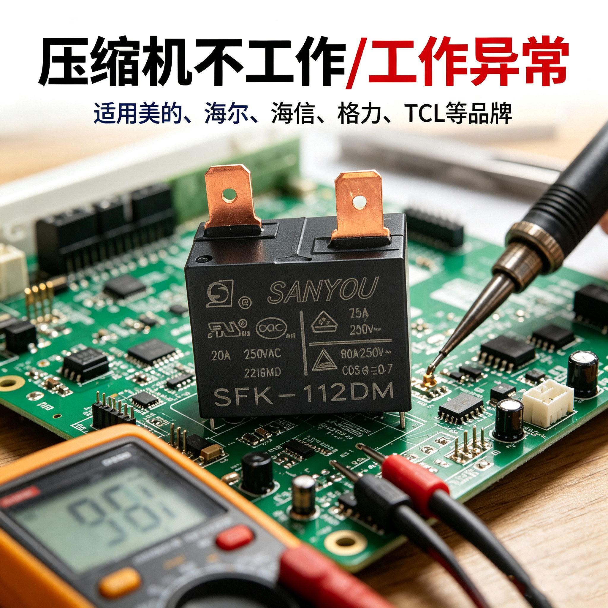 空调内机主板继电器美的格力海尔海信TCL长虹外机压缩机奥克斯12V