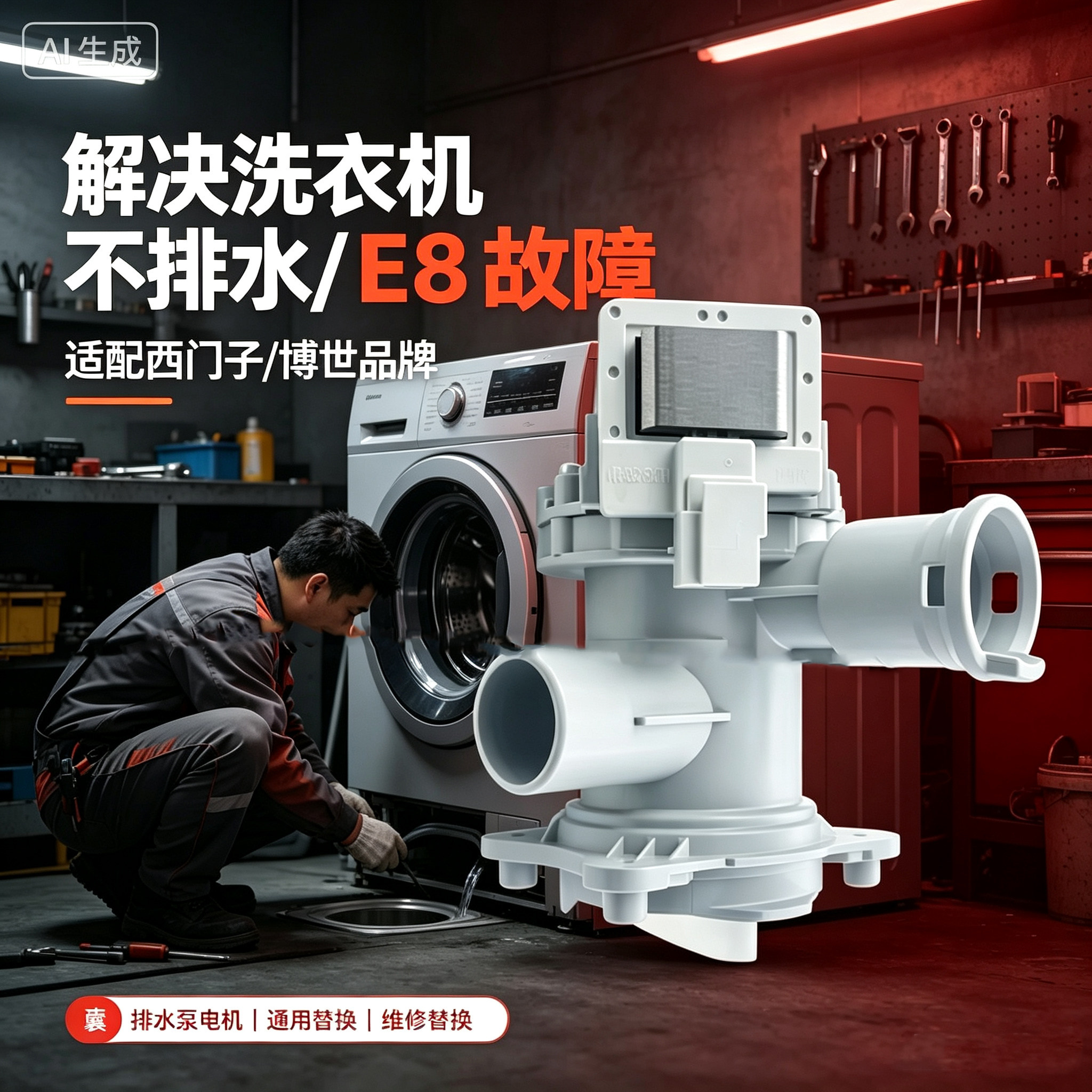 适用西门子滚筒洗衣机排水泵IQ300电机总成WDP85202