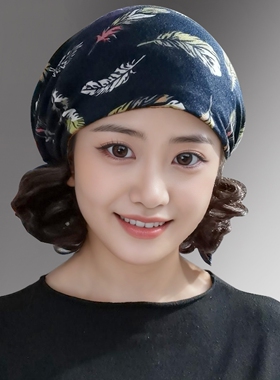 2026新款时尚包头帽女春夏款发带帽洋气遮白发帽头巾帽透气帽子女