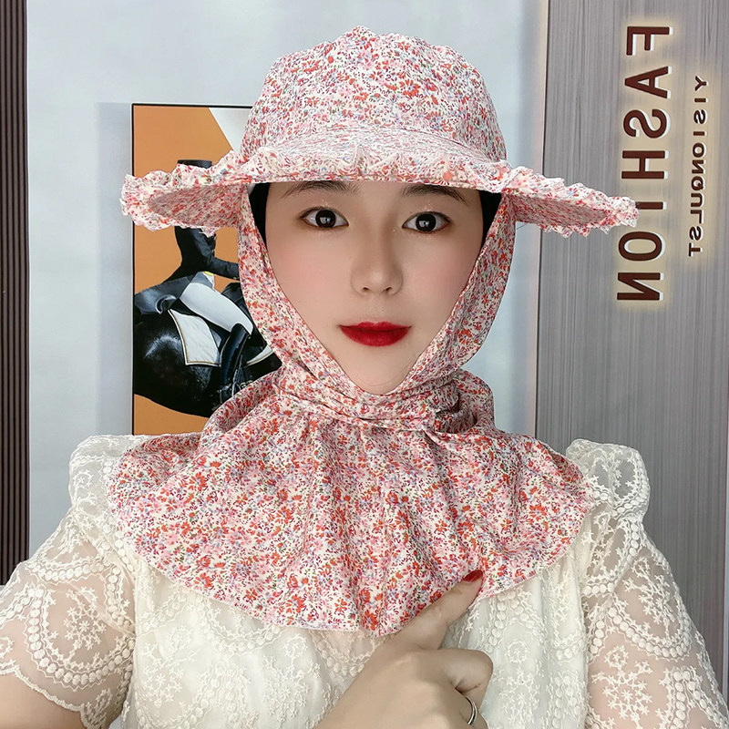木耳花边帽子女夏季遮阳帽大帽檐