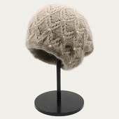 手工双层保暖针织帽时尚 珍珠头套护耳包头帽堆堆帽妈妈冬季 帽子女