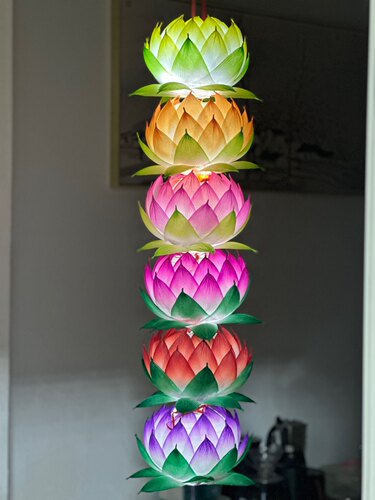 荷花灯 莲花灯 非遗手工灯笼 成品串灯