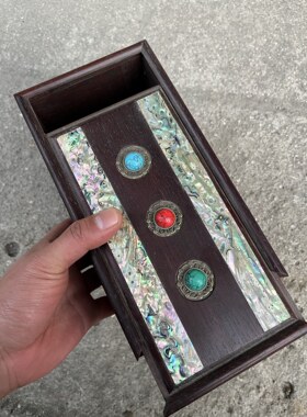 大号仿古风花梨木镶宝石招财进宝首饰盒复古长方形宫廷风红木宝盒