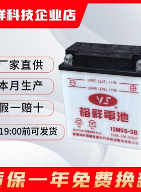 裕祥摩托车电瓶12V通用豪爵本田铃木110弯梁车雅马哈天剑12M5S-3B