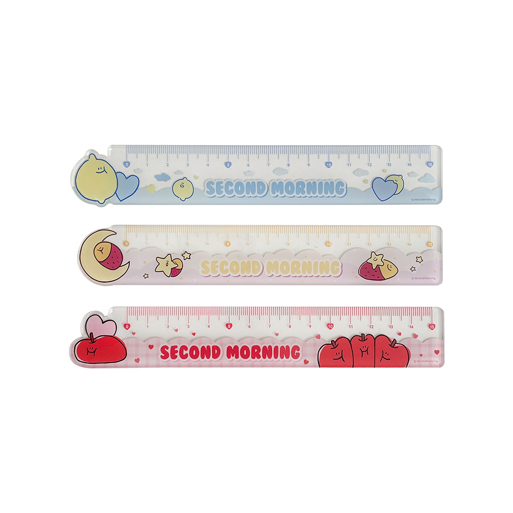 한국어  두 번째 아침 아크릴 15CM 인쇄 눈금자 학생 문구 수학 도구 눈금자