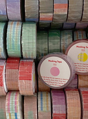 韩国正品OAB 手帐日记装饰格子美纹纸质胶带masking tape 001-031