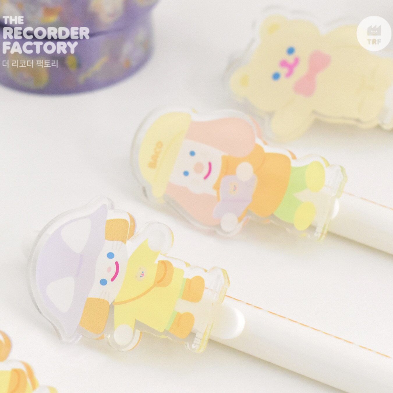 한국  RICO SUBACO 공동 브랜드 WE ARE BEARS 블랙 볼펜 푸시형 유성 볼펜 1개