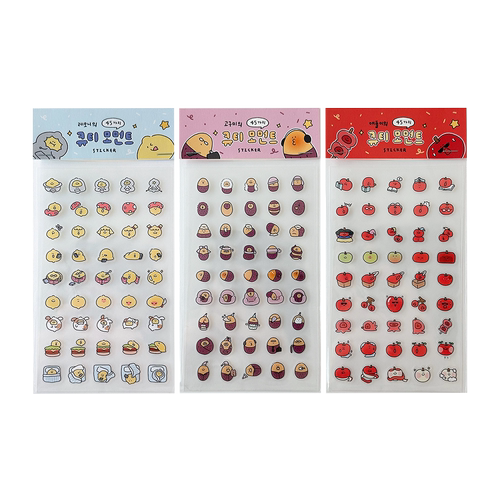 韩国正品SECOND MORNING 咕卡手账装饰贴纸 迷你柠檬红薯苹果45个