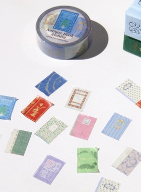 韩国正品Boki 复古书籍档案美纹手帐日记装饰齿线分段式贴纸胶带