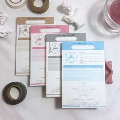 韩国正品HOLYMOLY 咖啡探店备忘纸便签记录册cafe tour checklist