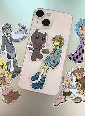 韩国正品JUBA 都市少女赛博风ins风插图咕卡手账日记装饰贴纸套装