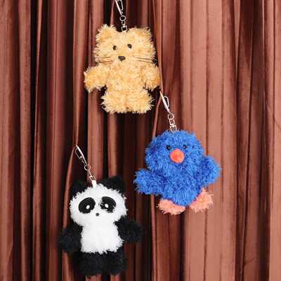 韩国正品hozumi 可爱毛绒蓬松玩偶钥匙圈吊饰包包装饰挂件keyring